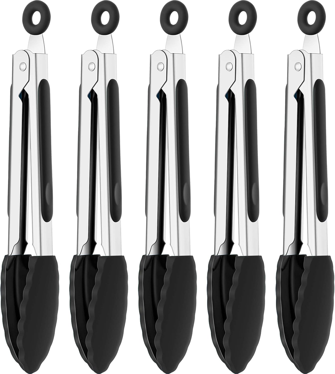 5 Pieces Silicone Mini Tongs 7 Inch Small Silicone Tongs