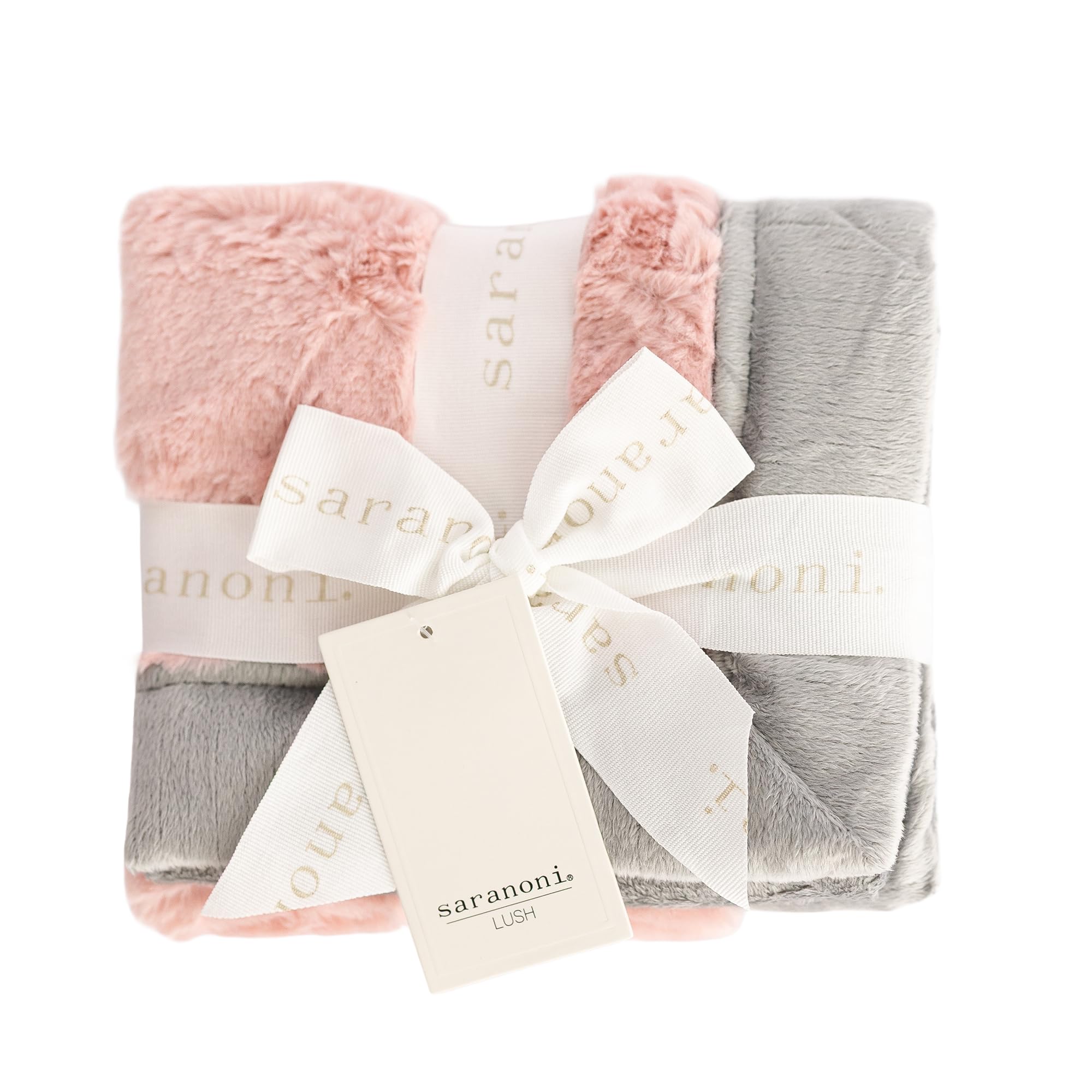 Saranoni Oversized Luxury Blanket | Breathable Super Soft, Lush, Plush Comfy Blankets for Adults | Light Pink/Gray - X-Large 60” x 80”