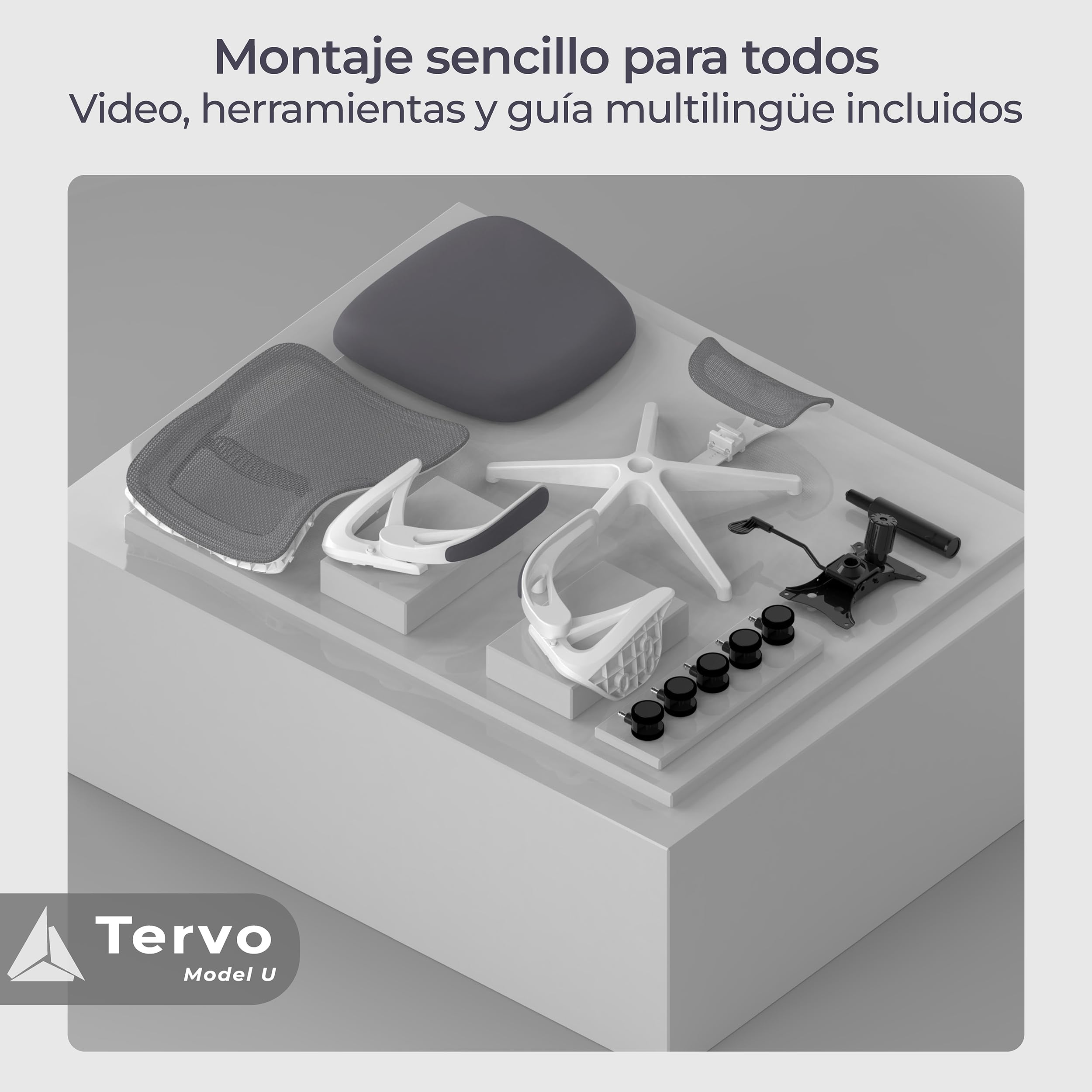 Tervo Modelo U | Silla de Oficina Plegable para Espacios Pequeños | Silla de Juego para Adultos y Niños | Silla de Ordenador de Malla Ergonómica para Dormitorio