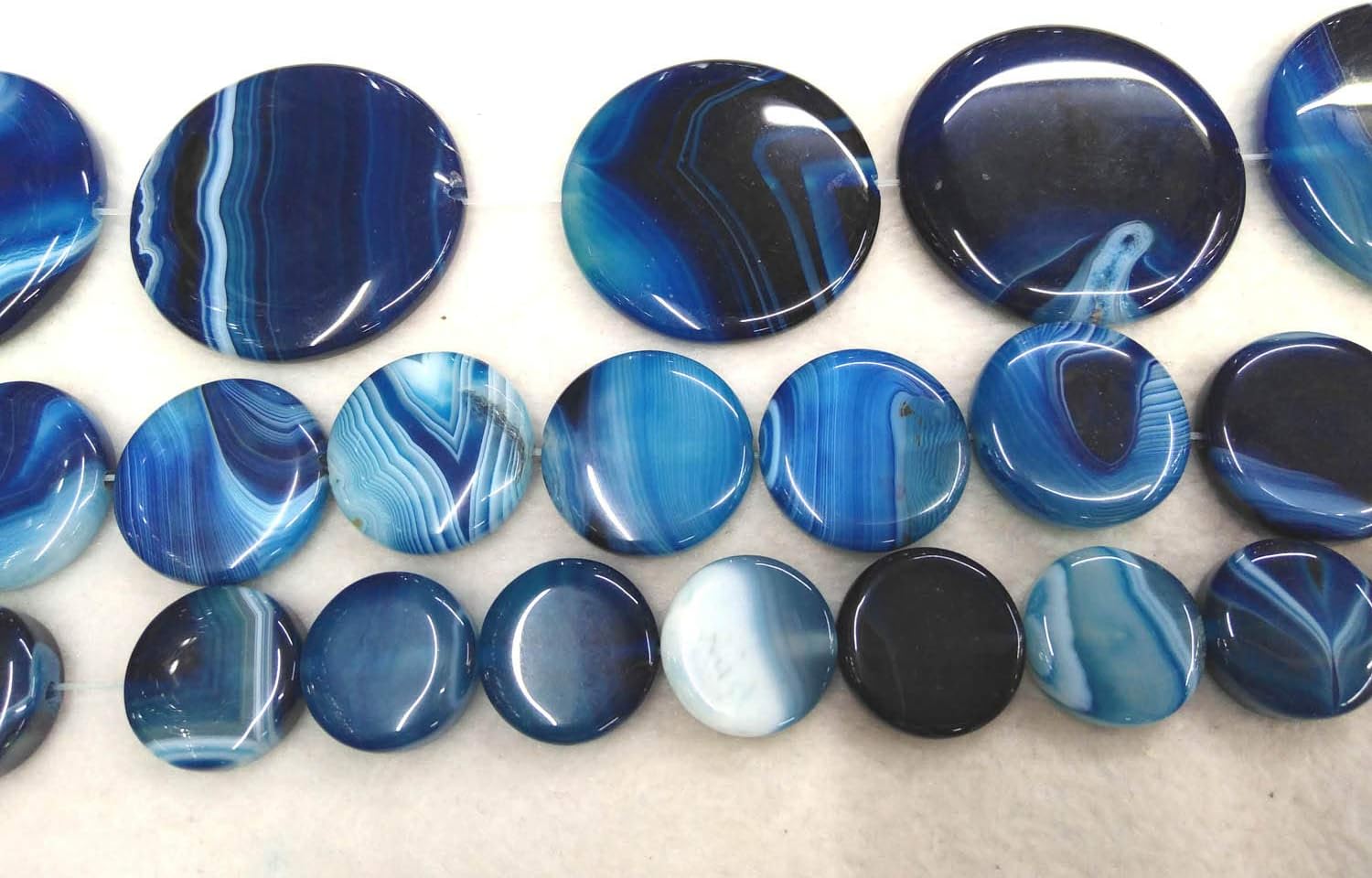 Royal Blue lace Agate Bead 20mm 25mm 30mm 16" Round Coin disc semi-Precious Stone, DIY Beads, Gemstone Supply (40mm(1.6"))