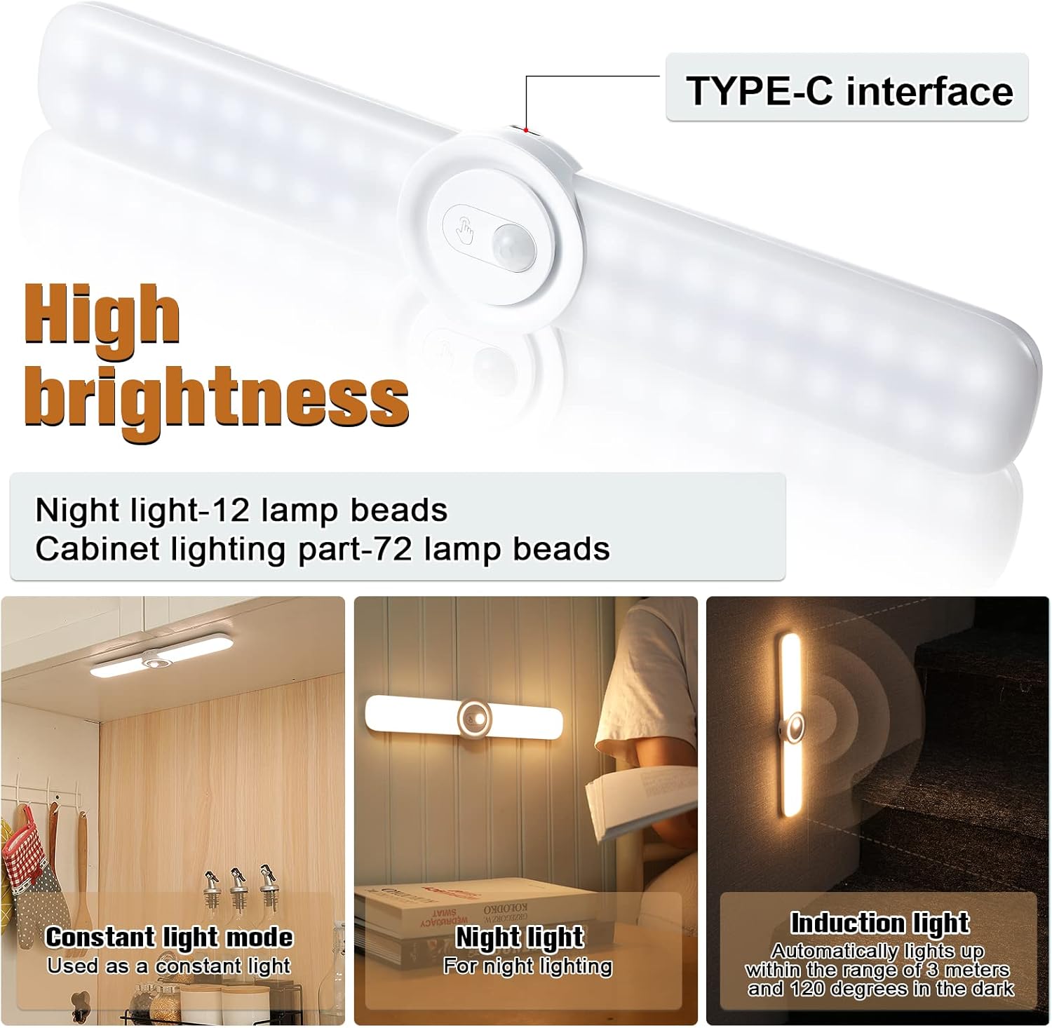 Anpro Sensor Closet Light with 84 LEDs, 3 Color Temperatures, 10