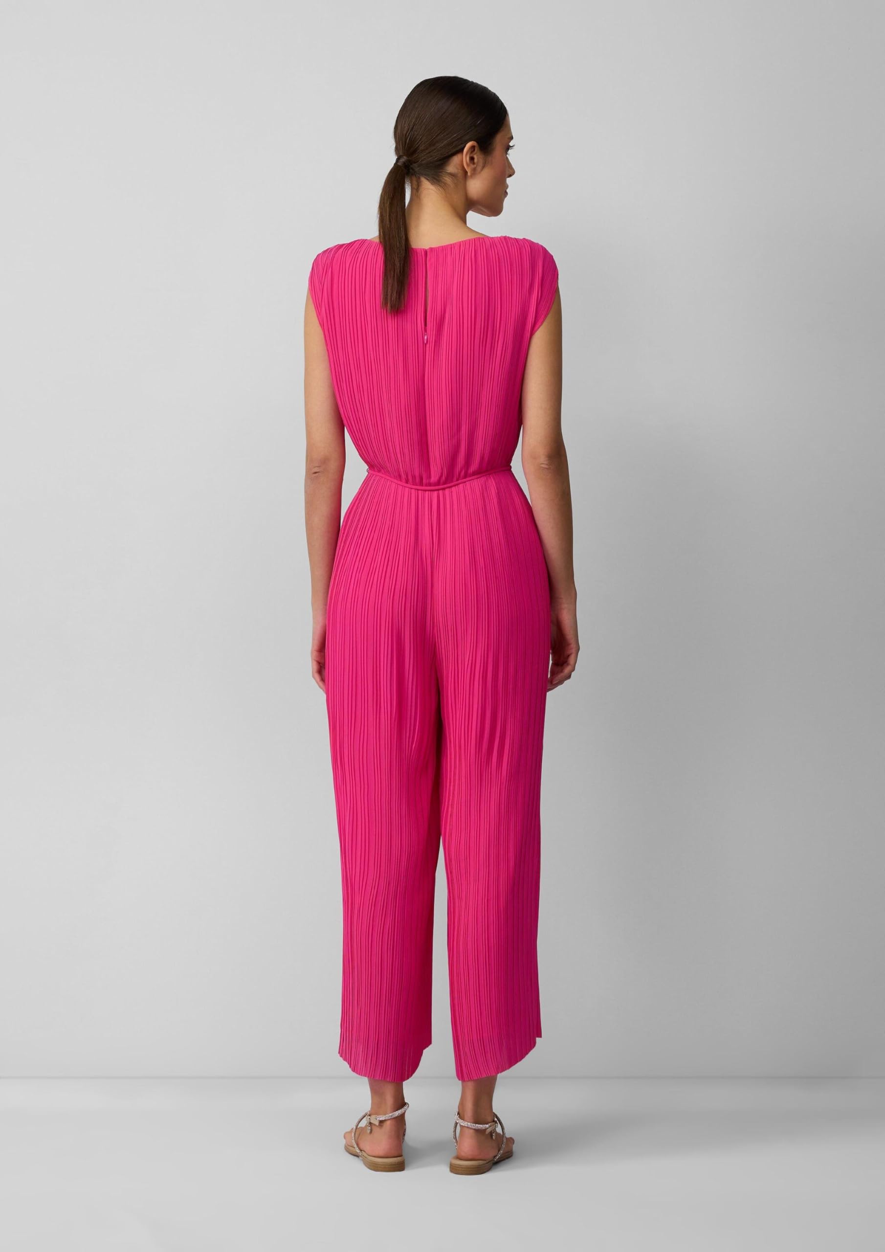 s.Oliver Plissierter Jumpsuit aus Chiffon mit Bindegürtel