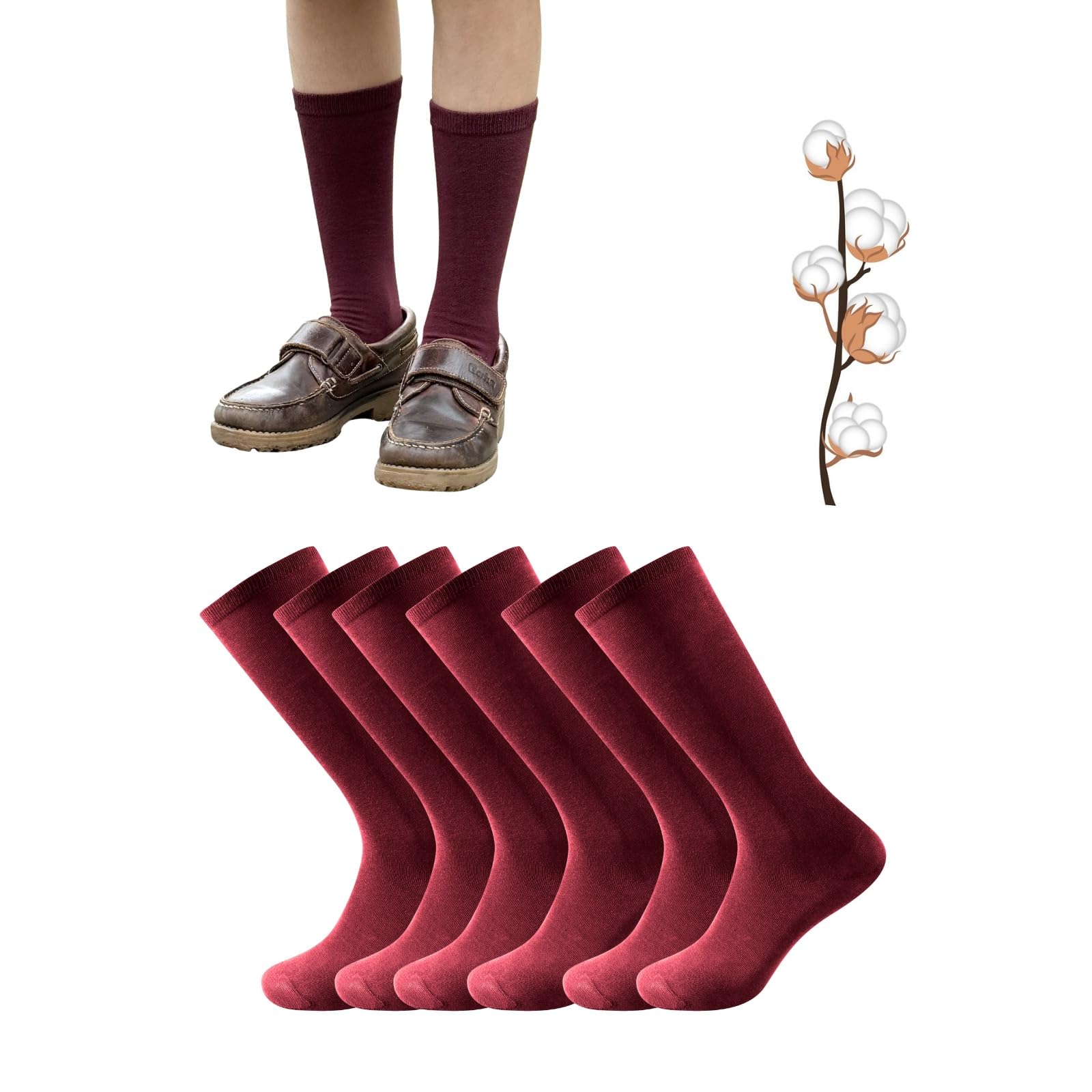 Balseti Calcetines Altos 85% Algodón para Niños, Niñas y Adultos. Pack 6 pares. Unisex. Modelos para Uniforme Escolar, Colegio, Hombre Ejecutivo, Traje. Hombre Ejecutivo. Granate, Azul Marino, Gris y Verde