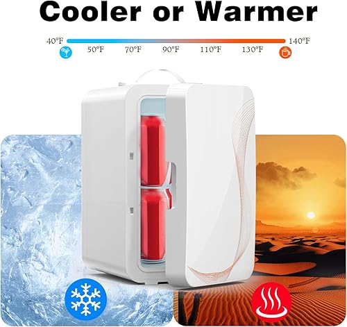 Miniatura 5 de Mini refrigerador para dormitorio, 6L8 latas, refrigerador pequeño portátil, refrigerador compacto para el cuidado de la piel, maquillaje de