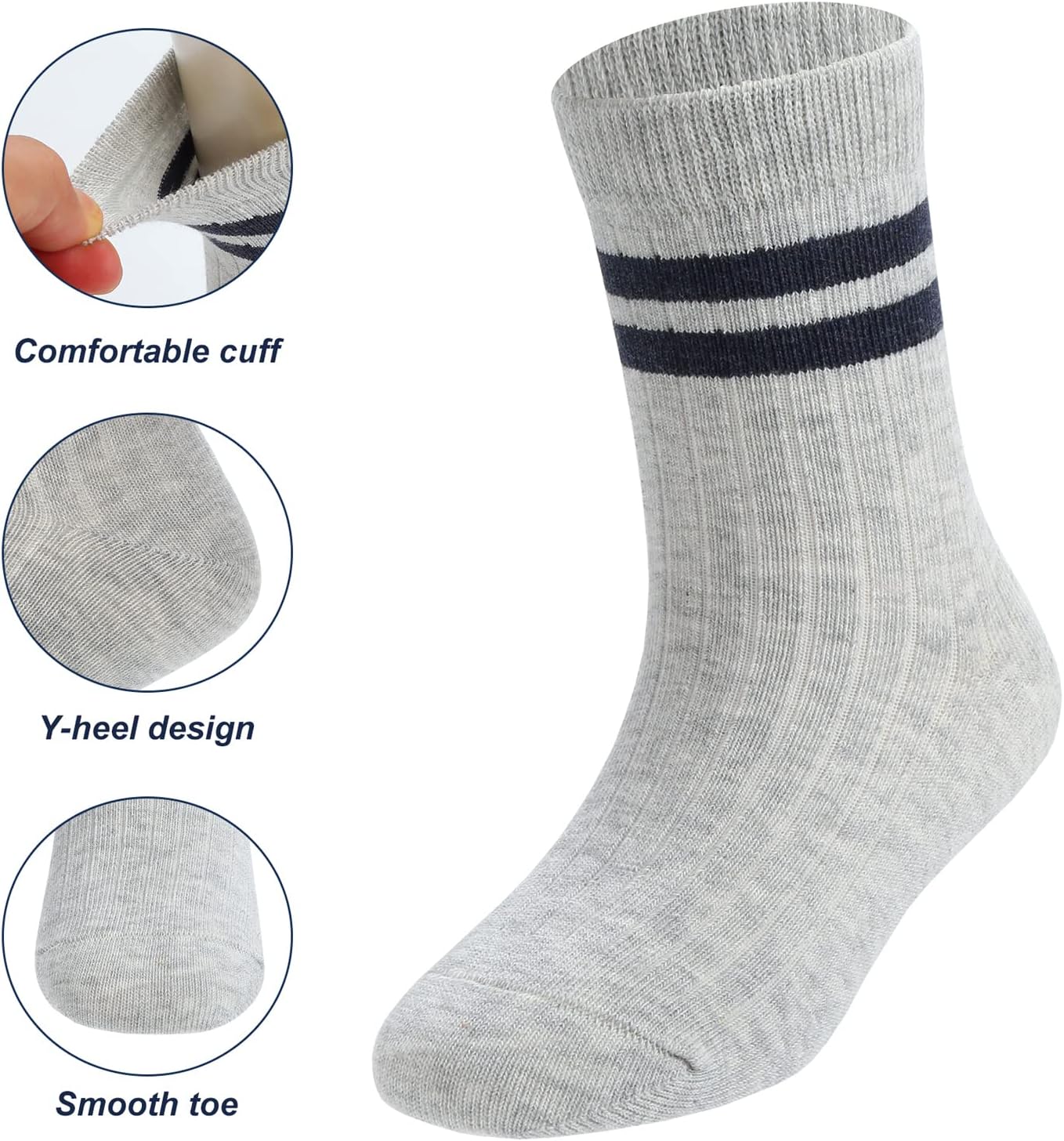 Boys Socks,Athletic Socks for boy 4-12 Years,Pack of 5 Pairs Dress socks - Image 4