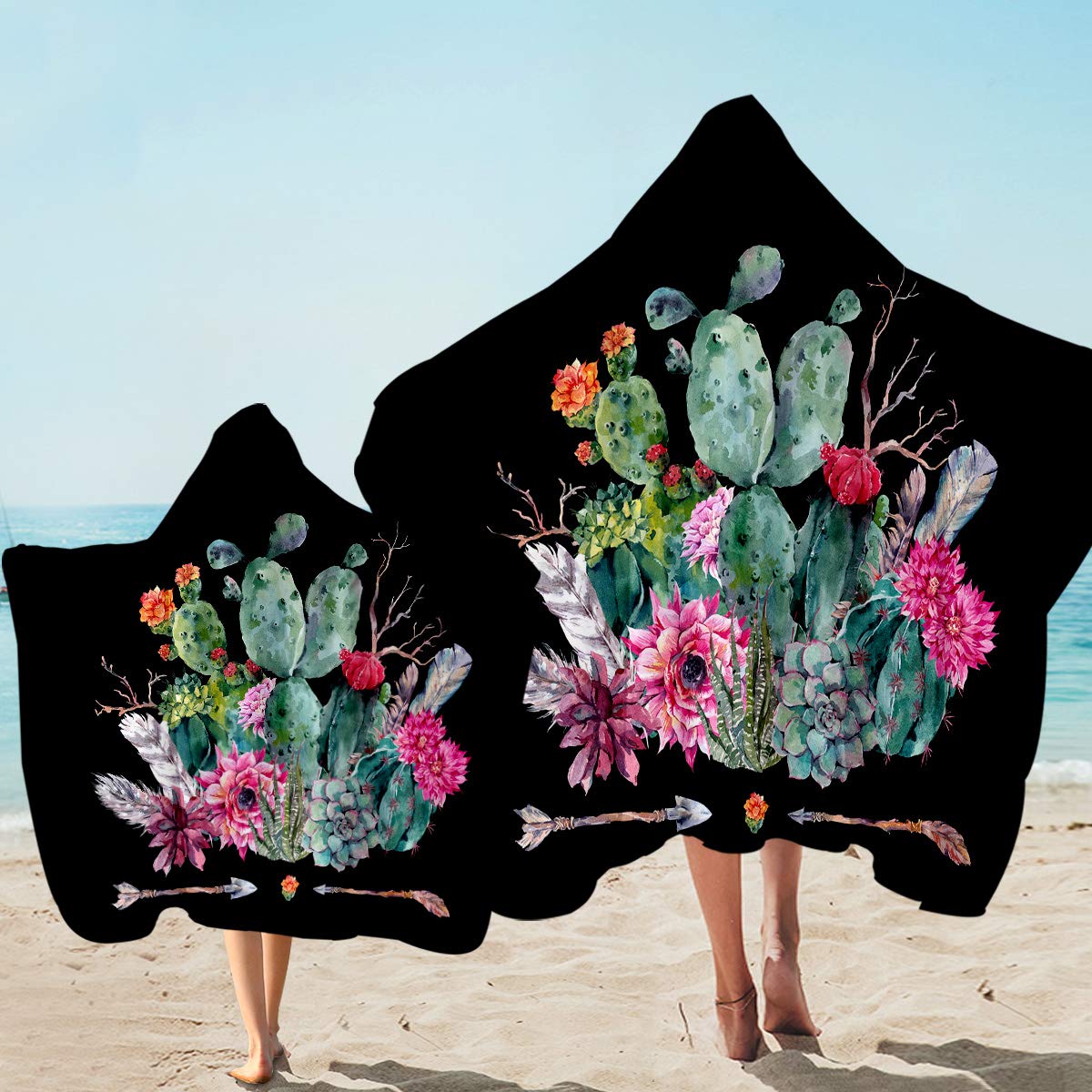 Sleepwish Orange Turquoise Hooded Beach Towel Mandala Bath/Pool/Beach Hooded Poncho Towel Retro Chic Super Soft Towel (Adults, 1 Piece