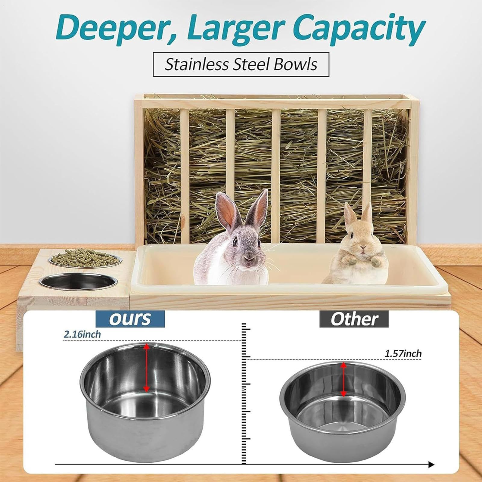 De Heno - para Hámster Dispensador De Comida para Conejos - Alimentación De Animales Pequeños Madera para Hurón Chinchilla Erizo Pollo Interior Exterior Recinto De Viaje Jaula Hogar