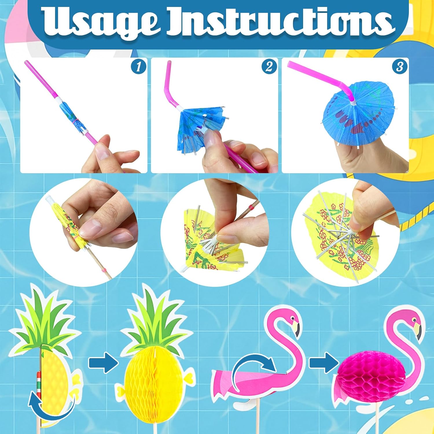 240 Pcs Drink Umbrellas,Umbrellas Straws with Umbrella Fruit Decoration Toothpicks,Decoration Picks for Summer Tropical Hawaiian Luau Beach Party,Cocktail Drink Accessories