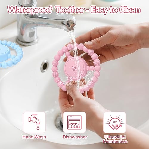 Miniatura 7 de Juguete vibrante de dentición con múltiples texturas 3D, juguete sensorial de silicona de grado alimenticio para niños con autismo y bebés de 3 a 18