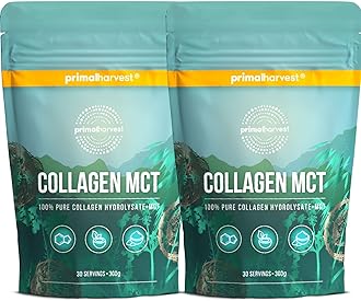 Primal Harvest Collagen MCT - Powder Supplement with Types I & III Peptides to Help Improve Hair, Nails & Joints, for Men & Women, 2 Pack: 60 Servings