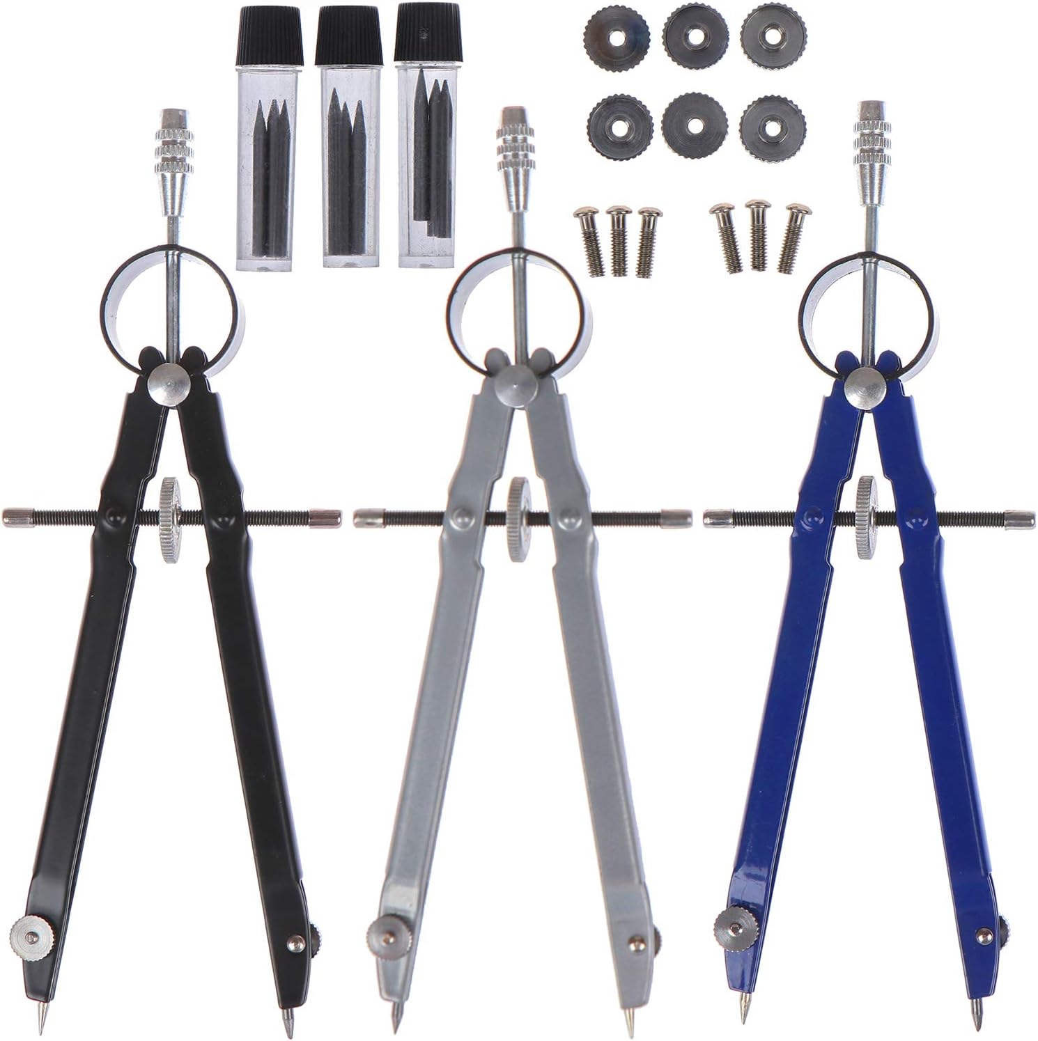 Xgood 3 Colors Math Compasses Metal Compass Math Geometry Compass Drawing Compass