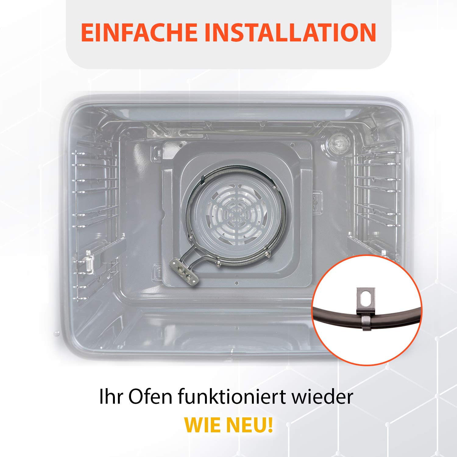 VIOKS Elemento Riscaldante Ad Anello 2400W 230V Per Forno Küppersbusch, Ricambio EGO 20.23077.000 - 2