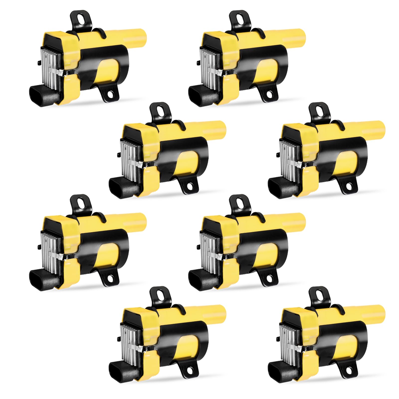 Set of 8 Round Yellow Ignition Coil Pack 1999-2007 Compatible with Chevrolet GMC Silverado Tahoe Suburban Express Sierra Savana Yukon XL Escalade V8 5.3 6.0 Coils Replace# D585 19005218 UF262