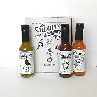 Callahan's Hot Sauces, Including 5oz Black Pepper Chipotle, 5oz Original Habanero, 5oz Poblano Green, 5oz Ghost Pepper, 2oz Hot Sauce Gift box, and 5oz Hot Sauce Gift Box (5oz GIFT SET)