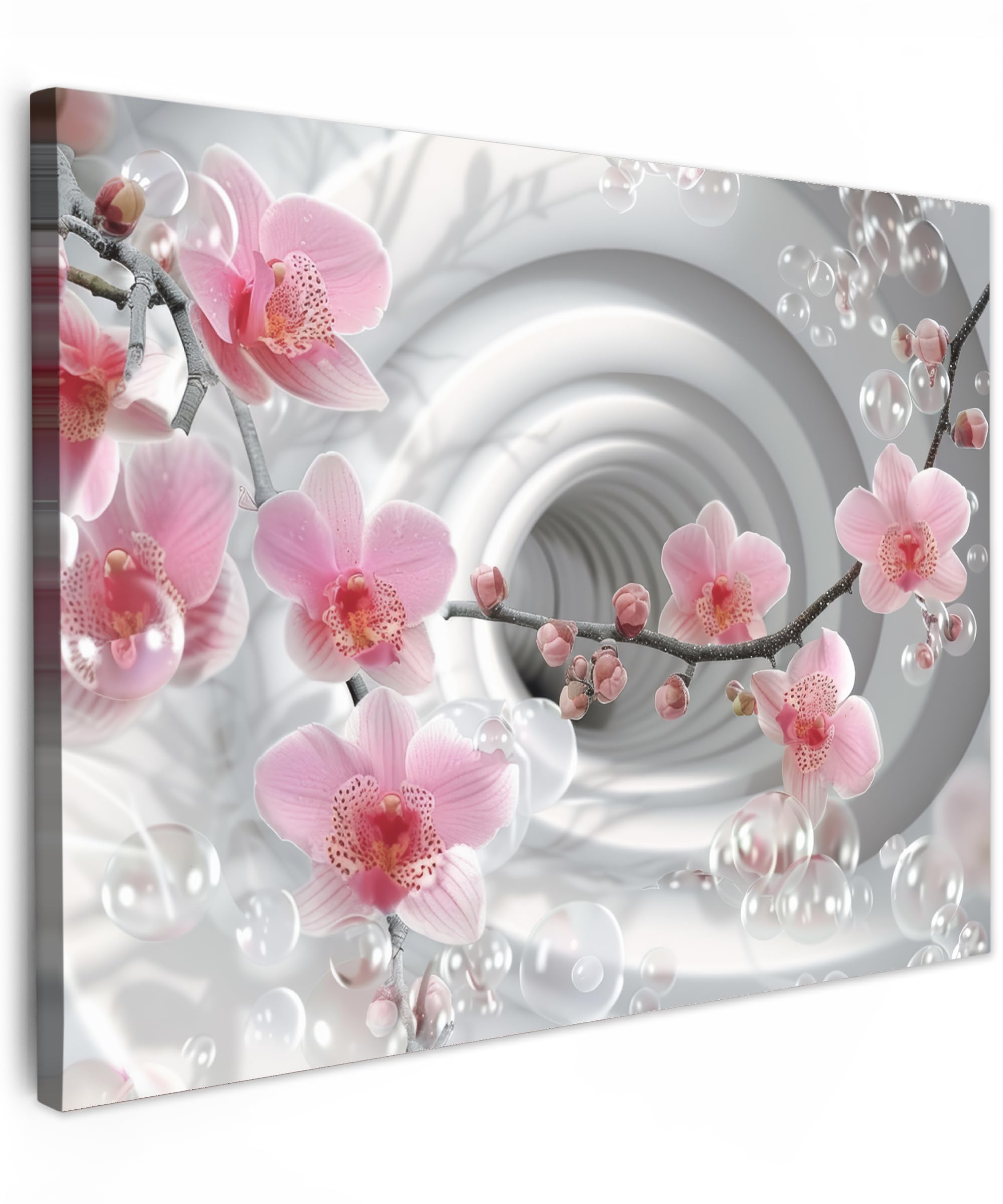 MuchoWow© Cuadros Salon Modernos 40x30 cm Adornos Pared Decorativos Dormitorio Lienzo Pinturas Quadro Decoración Flores - Túnel - Abstracto - Efecto 3D
