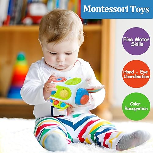 Miniatura 3 de Cubo de actividades sensoriales Montessori para niños pequeños de 1 a 3 años, tablero de actividades sensoriales para niños de 6 a 18 meses, 1, 2 y