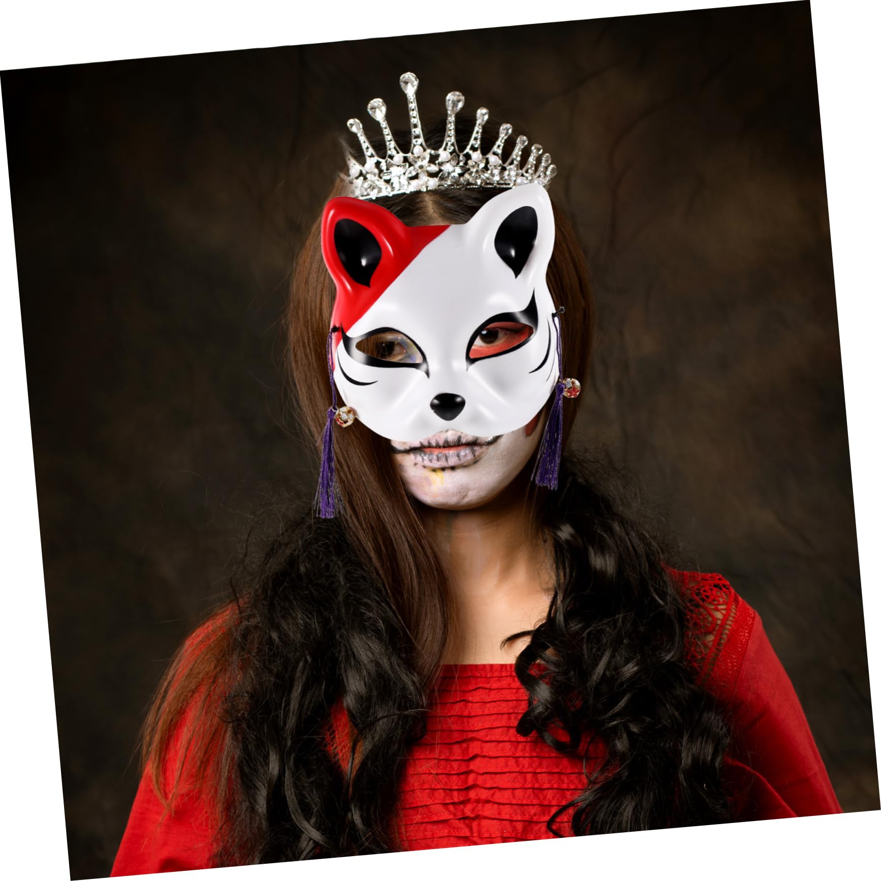 Alasum 10pezzi Maschera Animale Mezza Faccia Per Ragazzo Ragazza Di Maschere Da Cosplay Tema Gatto Per Feste Halloween e Performance