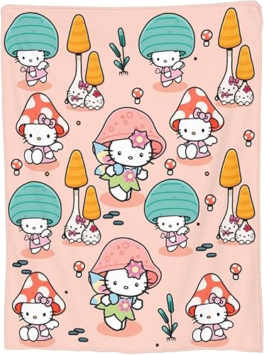 Miniatura 6 de Manta de gatito de hongos rosados, manta suave de microforro polar mullida para dormitorio, sala de estar, sofá, oficina, viajes, automóvil, regalo