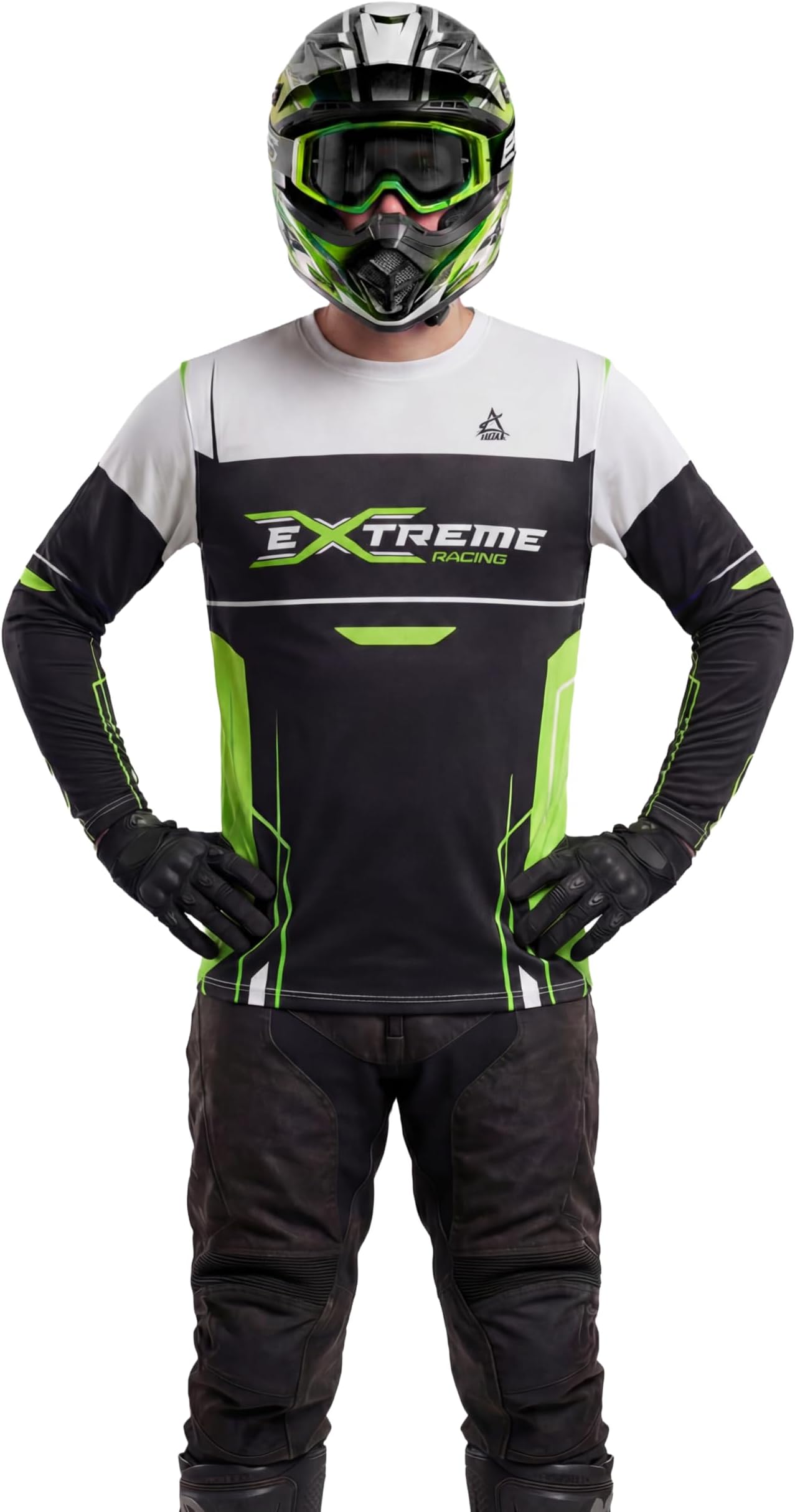 AKIBA Full Sleeve Extreme Motocross Printed Clothes: Biker Racing Jersey Riding Sports Tshirt for Unisex (Black)