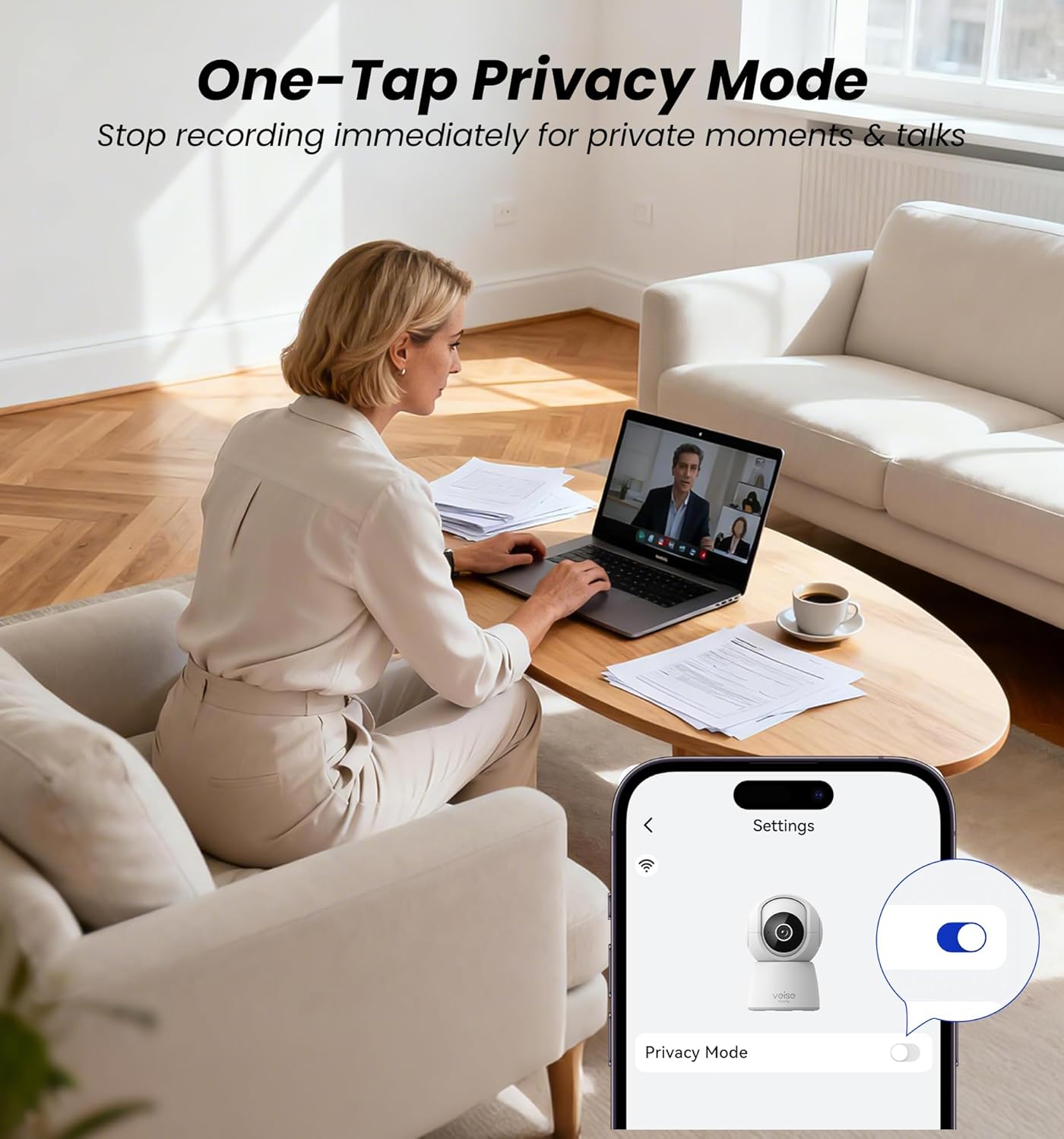 Veise 2K Indoor Camera for Home Security, 360° Wireless WiFi Pet & Baby Monitor with Phone App, AI Motion Detection, 2-Way Audio, Night Vision, SD/Cloud Storage, Works with Alexa & Google Home, 2.4GHz