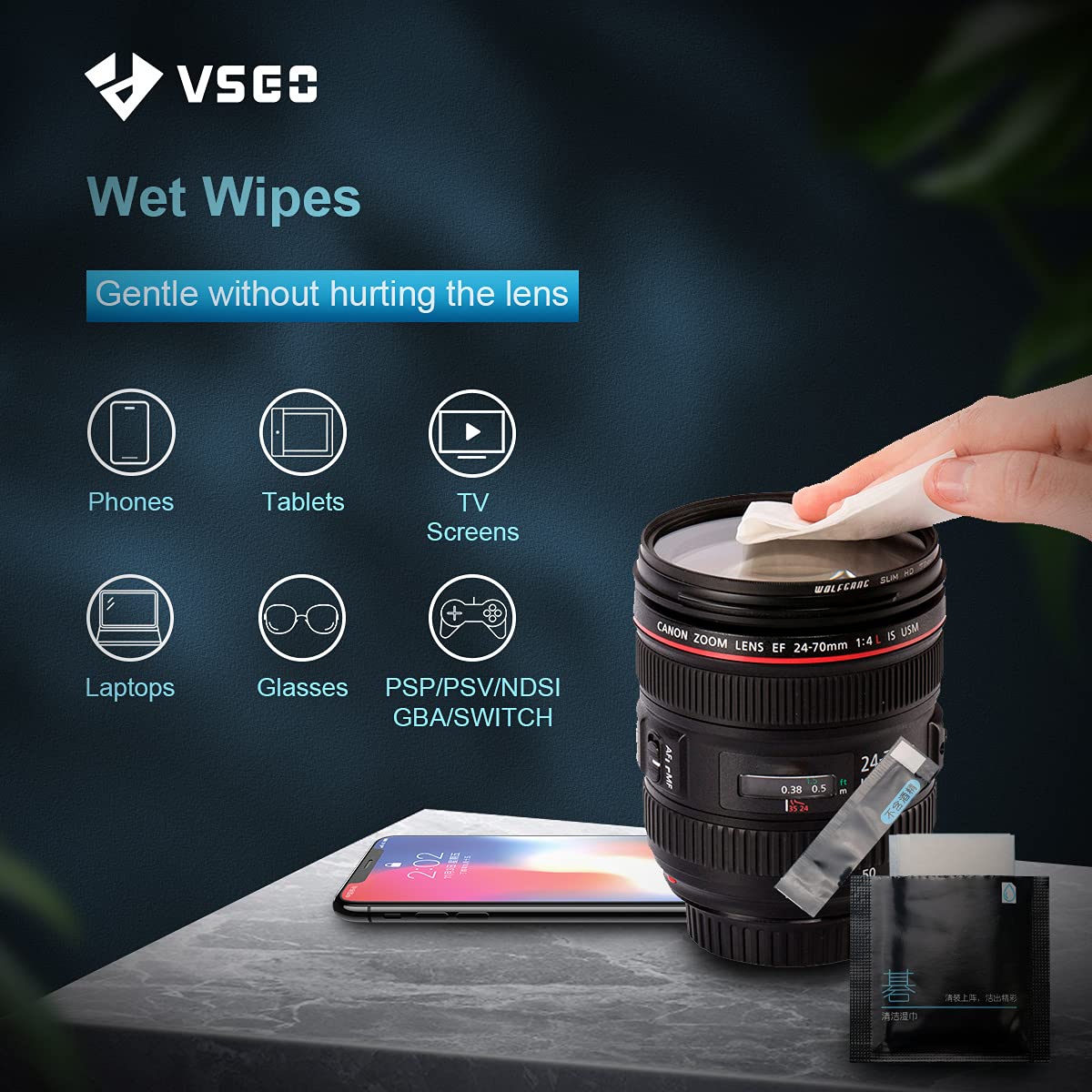 VSGO VS-A1E Kit di pulizia professionale per fotocamere DSLR - Canon, Nikon, Pentax, Sony - Strumenti di pulizia