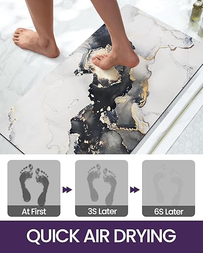 Miniatura 2 de DEXI Alfombra de baño súper absorbente, ultrafina, de perfil bajo, antideslizante, de secado rápido, lavable para fregadero, ducha, inodoro, 17 x 32