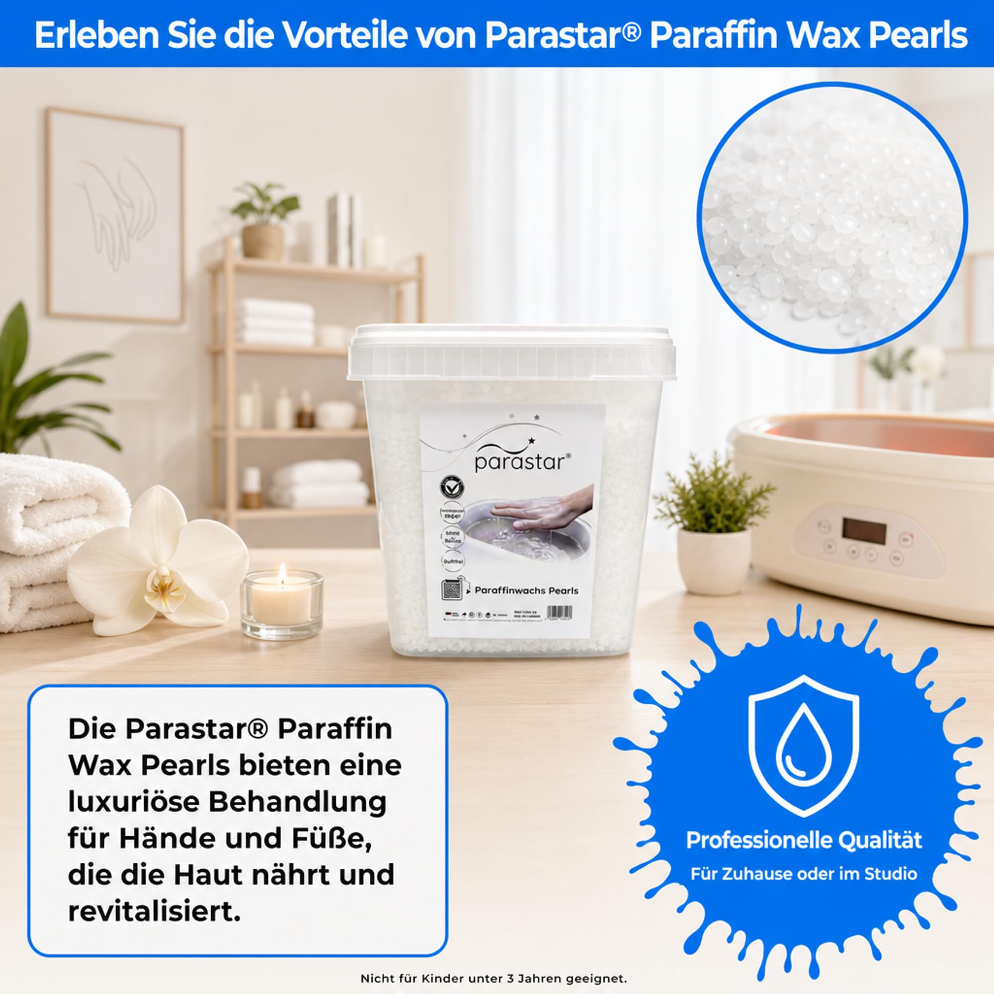 ATC - Perlas de cera de Praffin en diferentes cantidades y en práctico cubo, ideal para baños de cera y listo para usar, 50-52 grados Celsius de temperatura de fundición