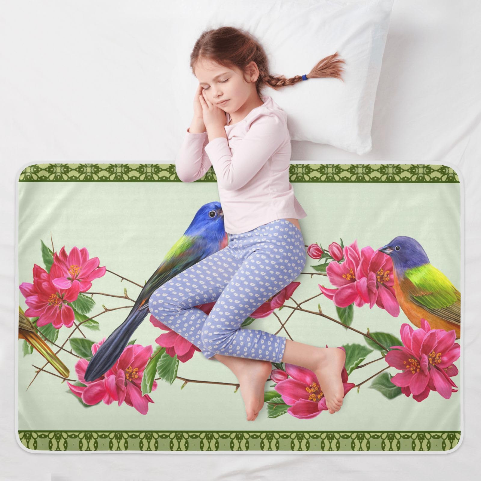 susiyo Floral Border Red Flowers Bed Pads for Incontinence Mattress Protector Anti-Slip Waterproof Pads (56