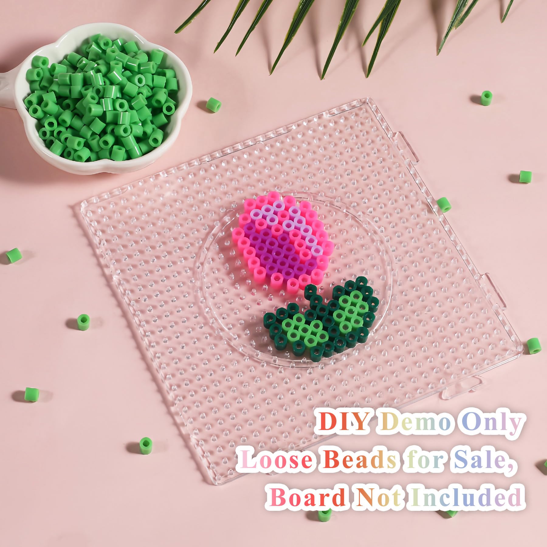 1000Pcs Loose Fuse Beads 5mm Bulk Refill Kit Fast Easy to Use Stress Relief Pixel Art Melting Beads for DIY Decor Crafts Creative Handmade Projects 3D Craft (Green 2) - Image 3