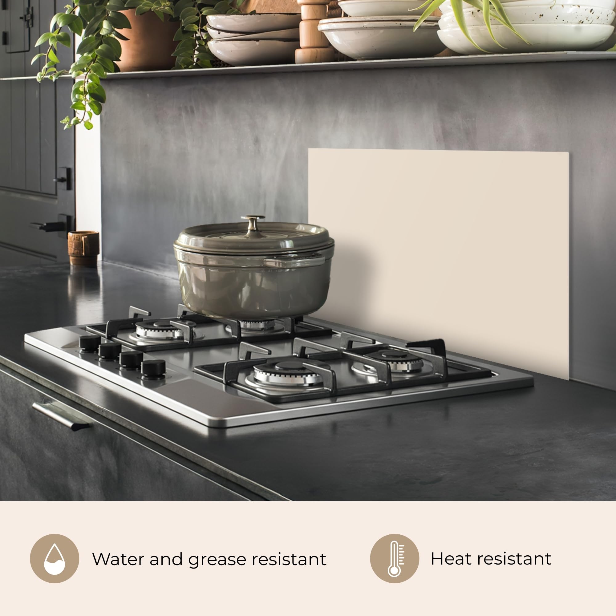 KitchenYeah© Antisalpicaduras Cocina 40x60 cm Adhesivo Salpicadero Protector Salpicaduras Sink Splash Guard Luz - Beige - Color - Sólido