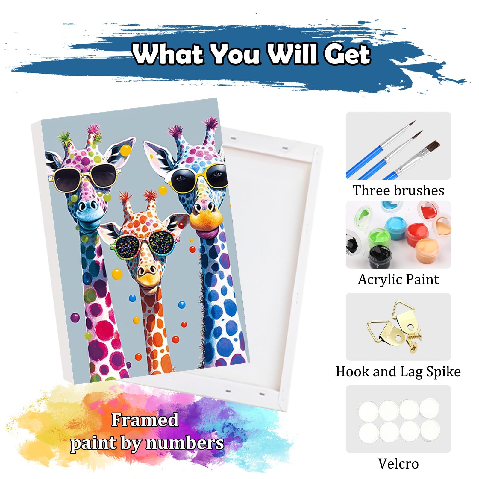HEIBAGO Encadré Paint by Numbers pour Adultes, Animaux Lecture Journaux Peinture par Numero Adulte, DIY Kit de Peinture, Peinture par Numéros pour Décoration de la maison 30x20cm
