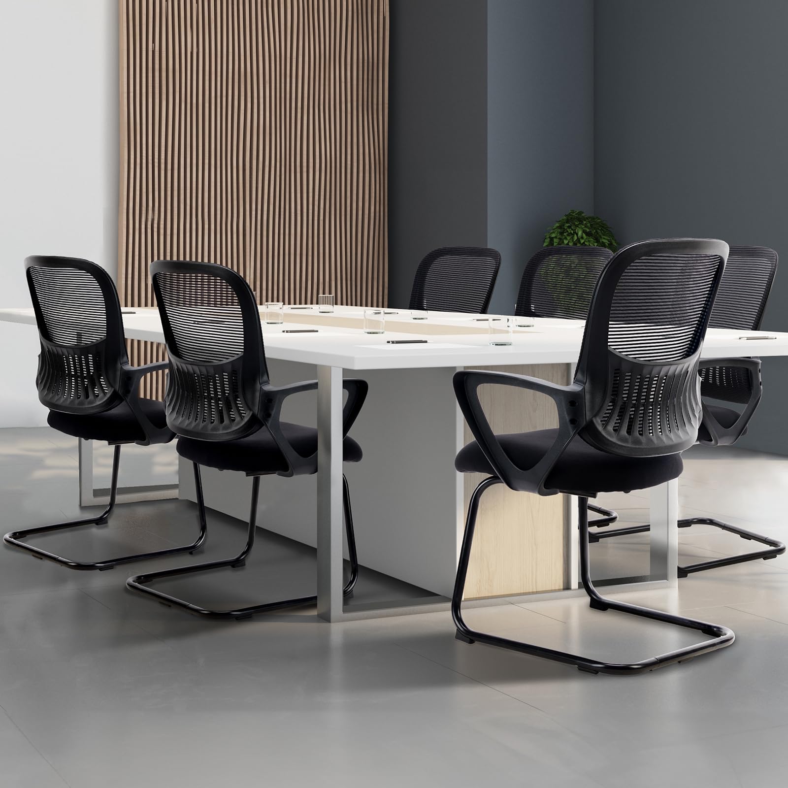 DUMOS Office Desk Chair with Sled Base Set of 6