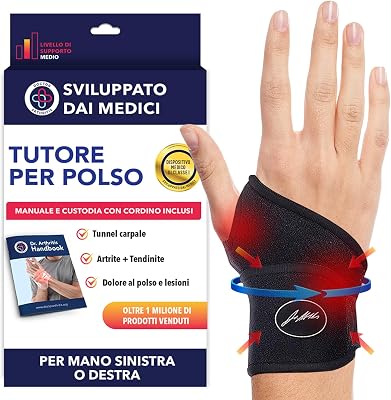 Dr. Arthritis Tutore Polso con Rivestimento in Rame Ideato da Medici – Polsiera Ortopedica Mano Sinistra e Destra – Fascia Elastica di Supporto per Tunnel Carpale (Singolo, Taglia Unica, Nero)