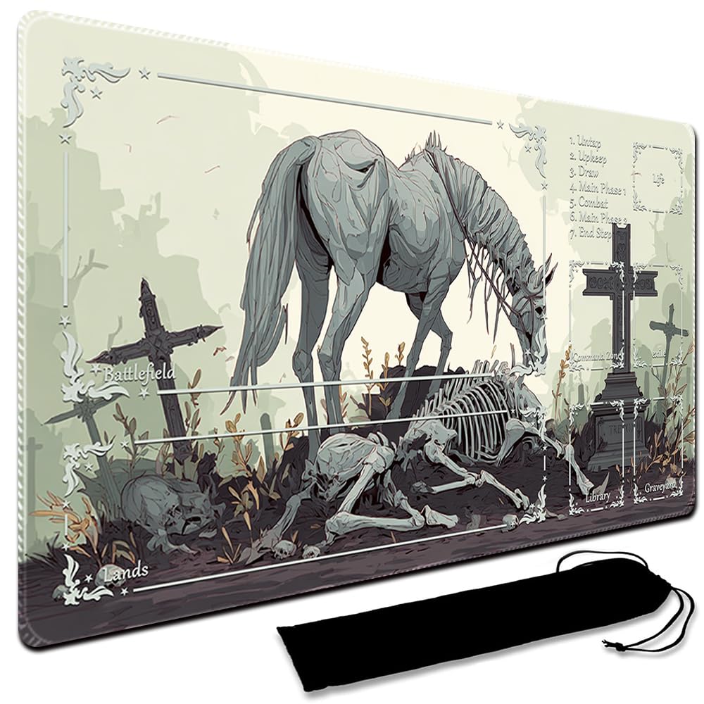MTG Playmat,With Waterproof Storage black Bag Szie 60 x 35CM , With Zone MTG playmat Stitched Edges Game Play Mat Trading Card Game Playmats TCG Game Mat (With Zone,3)
