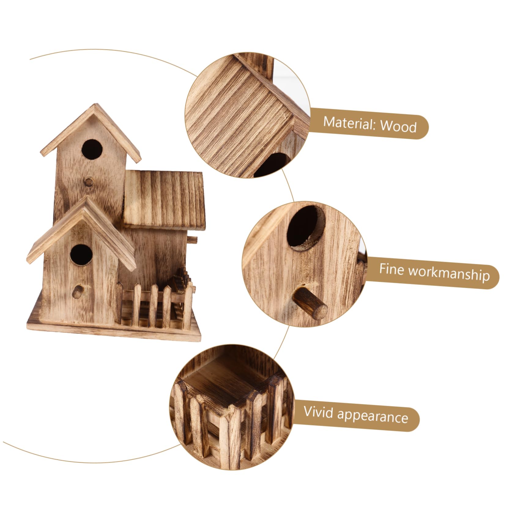 GRIRIW Wooden Bird Nest Box DIY Kit Outdoor Birdhouse Craft for Birds Natural Design with Wide Entrance Garden Bird Shelter Easy to Mount and Decorate