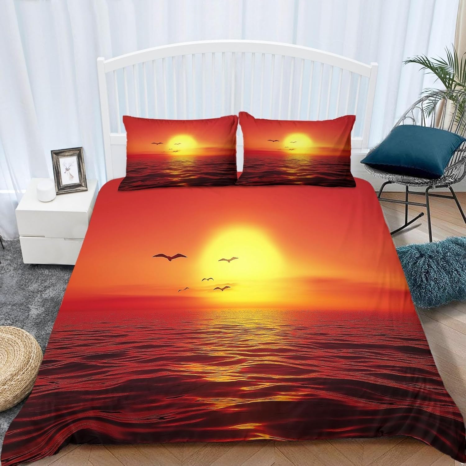 Housse de couette 200x200 oiseaux et parure de lit microfibre