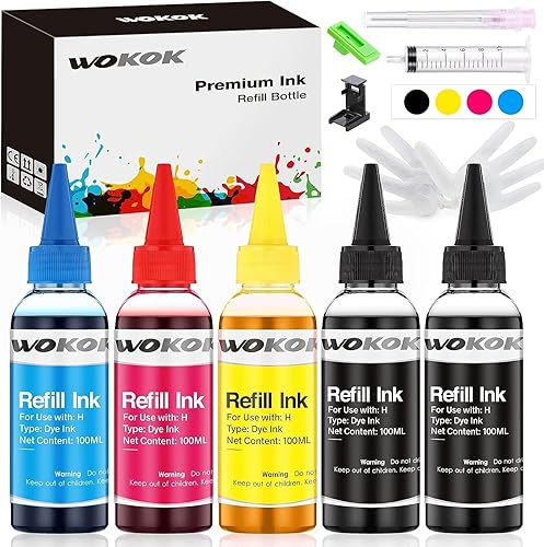 WOKOK - Juego de recambio de tinta para cartuchos de tinta HP 950, 951, 932, 933, 60, 61, 952, 902, 90162, 63, 65, 920, 940, 95, 96, 5 botellas con