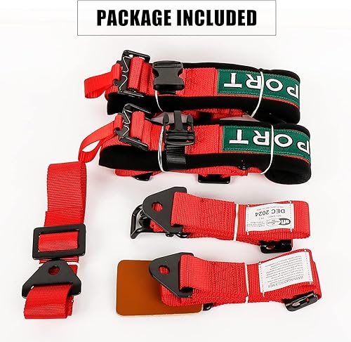 Miniatura 6 de DING.PAI Arnés de seguridad de 5 puntos rojo para carreras con almohadillas de hombro de 2 pulgadas, protección de asiento de cubo para Go Cart Kart