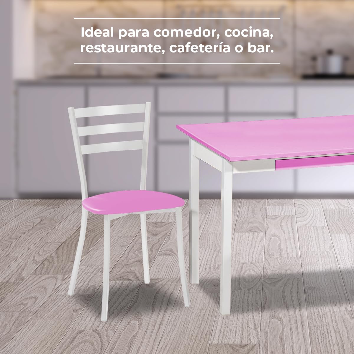 ASTIMESA SCMBLRS Due sedie da Cucina, Metallo Similpelle Alluminio, Rosa, Altura de asiento 45 CMS
