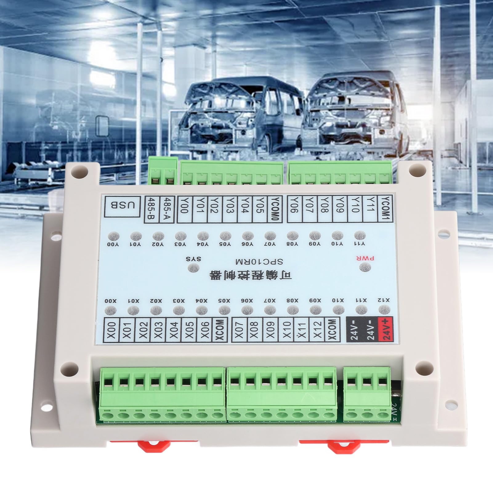 ViaGasaFamido Controlador Programable de Control PLC, Controlador Lógico Programable PLC ABS SPC10RM 24 V , 13 Entradas 12 Salidas, Soporte de Descarga USB para Control Industrial y Sincronización