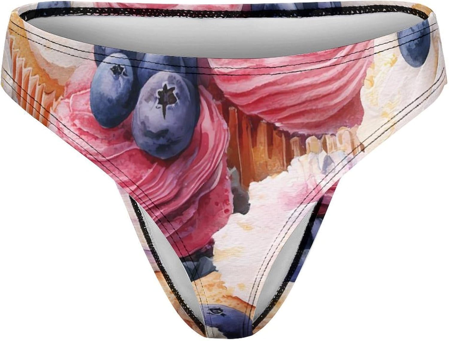 Cupcakes with Blueberry Breathable Thong Underwear Women Soft XX-Large (xx_l)