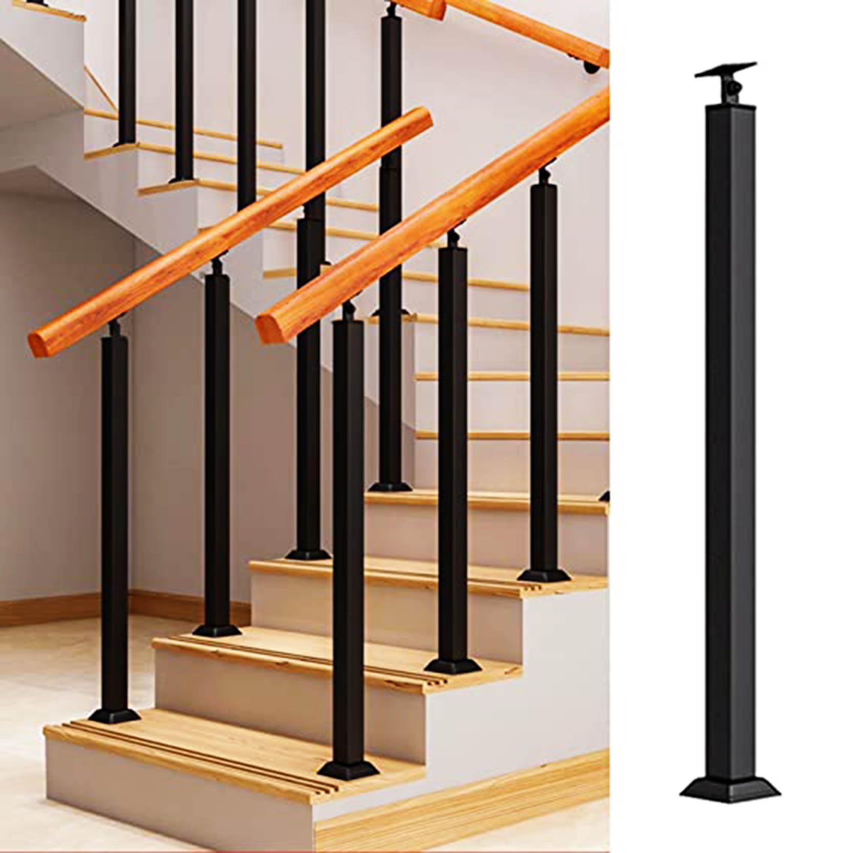LQSYBHD Front Mount Stair Railing Posts, Indoor Outdoor 270°Adjustable Metal Baluster Post, Staircase Balusters with Screws Kit for Deck, Balcony and Porch(Size:2.78ft/85cm,Color:1Pcs)