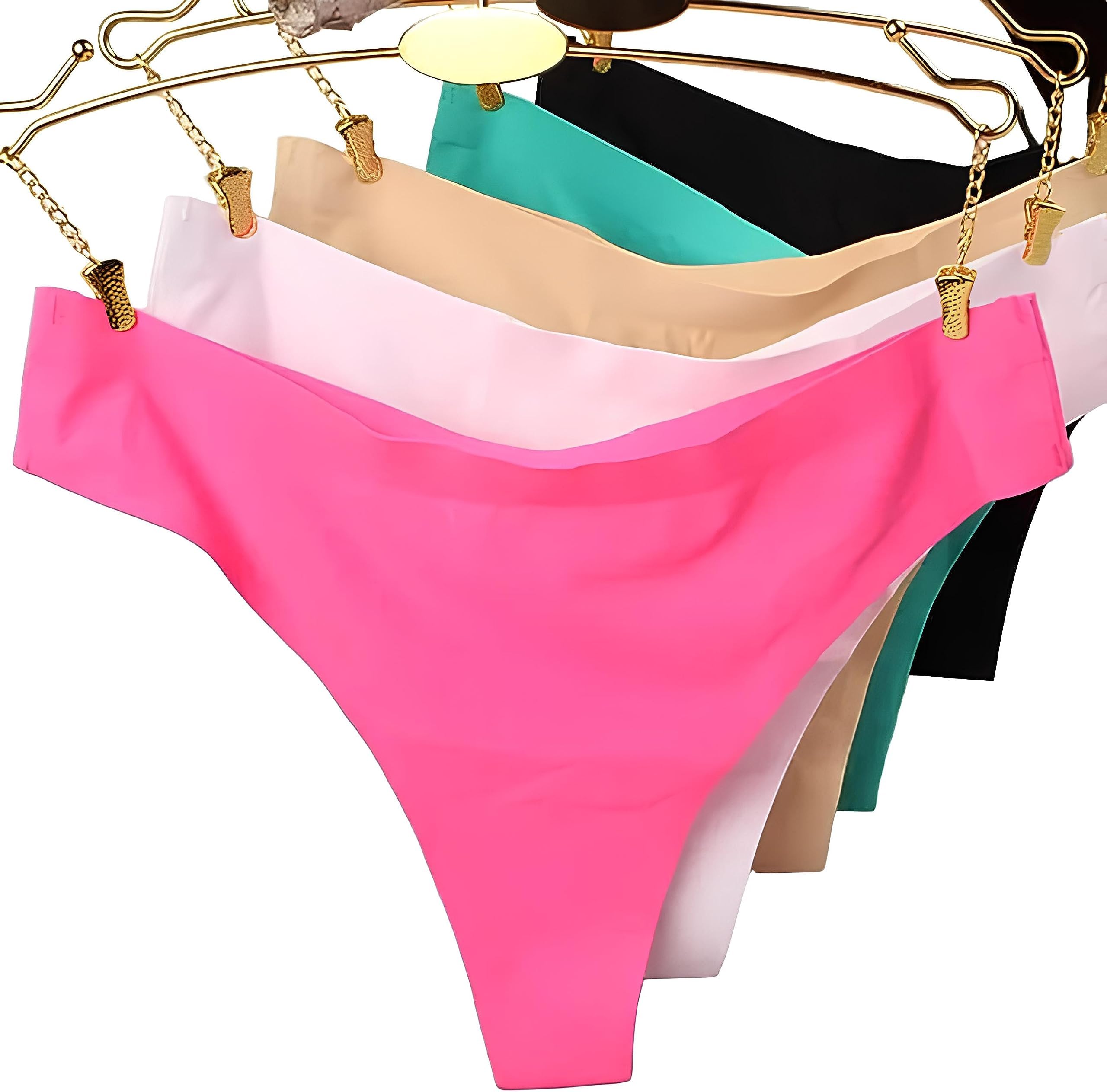 Women's Cotton Seamless Anti Bacterial Thong Low Rise Sexy Solid G-String Thong Bikini T-String Sexy Lingerie Panties Briefs Pack of -3 (Multicolour Free Size)