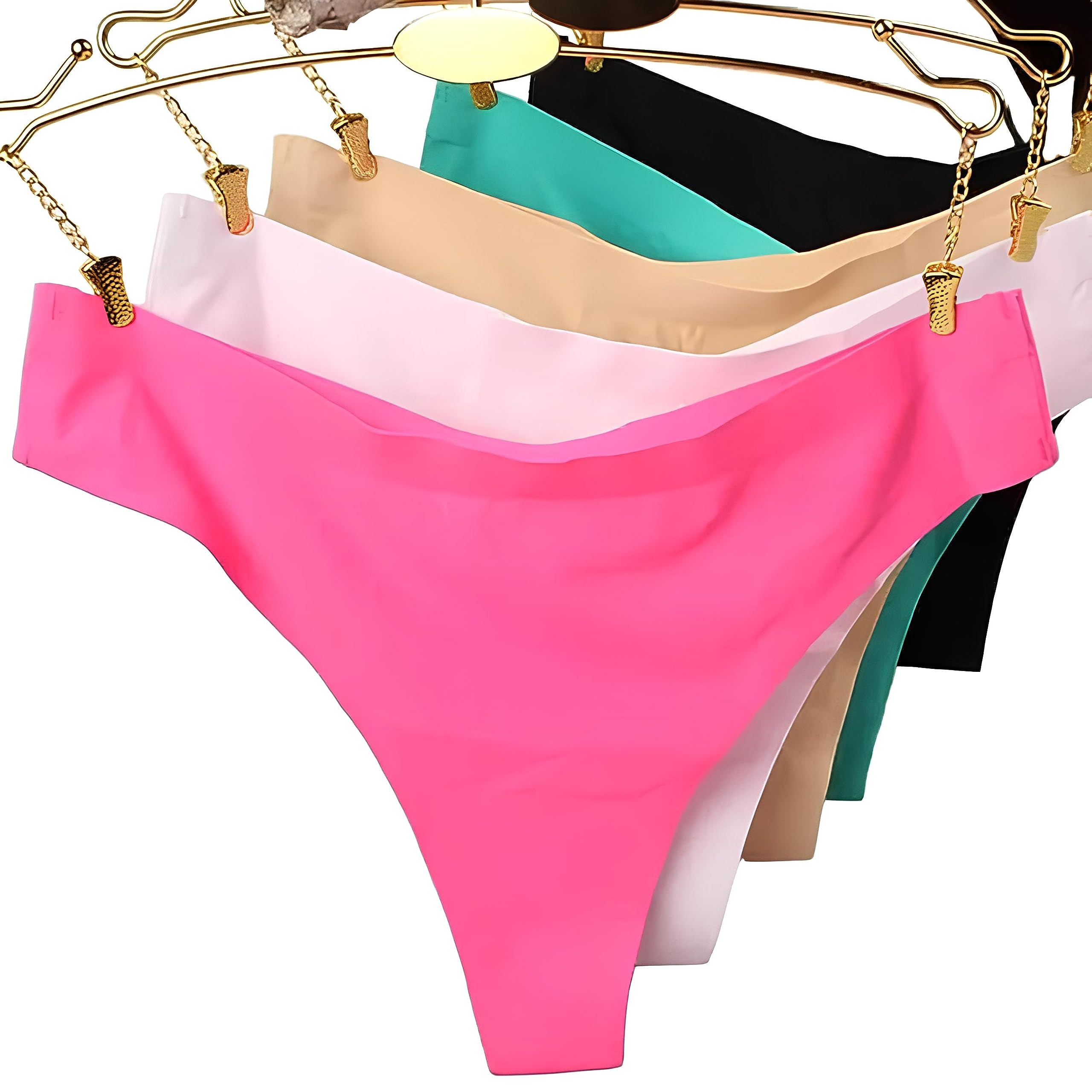 Women's Cotton Seamless Anti Bacterial Thong Low Rise Sexy Solid G-String Thong Bikini T-String Sexy Lingerie Panties Briefs Pack of -3 (Multicolour Free Size)