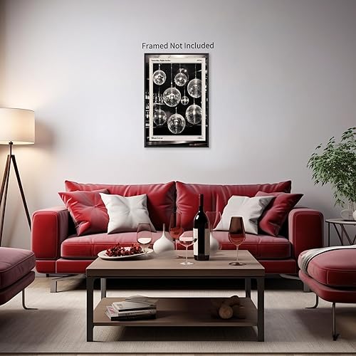 Miniatura 4 de Quendarlix Arte de pared de periódico de bola de discoteca de los años 70, pósteres vintage en blanco y negro, impresiones estéticas en lienzo retro