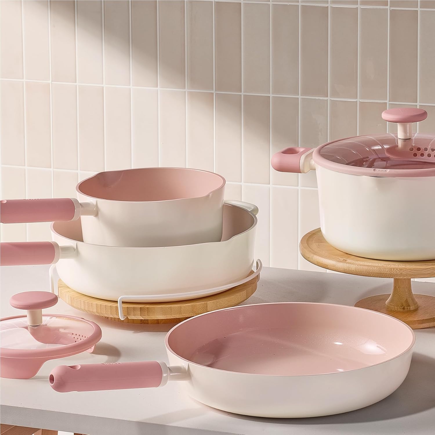 CAROTE 2.5QT & 3.0QT Sauce Pan Sets with Lid & Ladle Ceramic Nonstick Pot Set Non Toxic Saucepan with Stay-cool Handle Small Kitchen Cooking Pots, Easy to Clean, Induction Comptable, PFOA FREE - Image 7