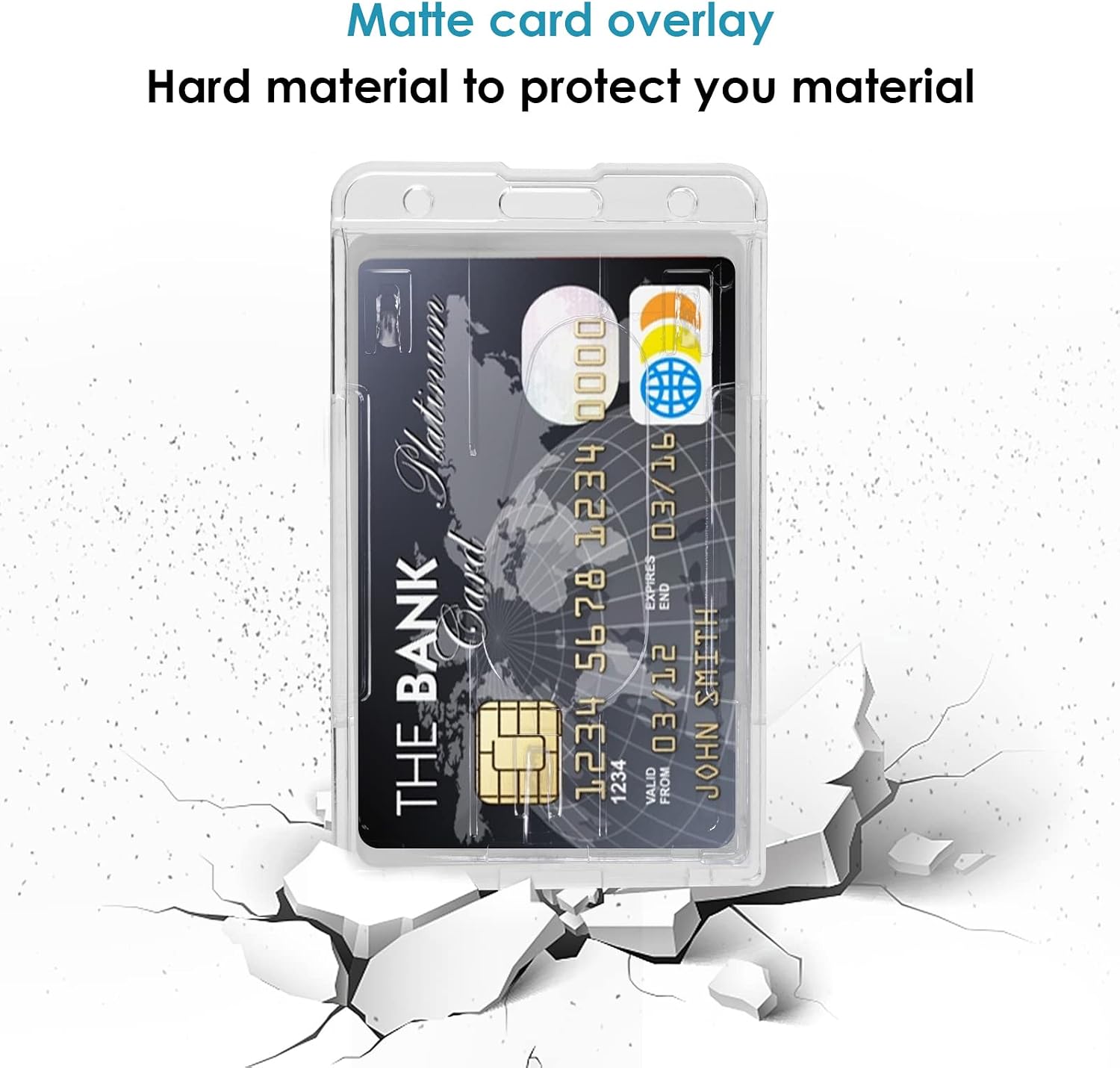 cobee Heavy Duty Badge Holders, 2 Pieces Hard Plastic ID Credit Card Protector Thumb Slot Transparent Card Case
