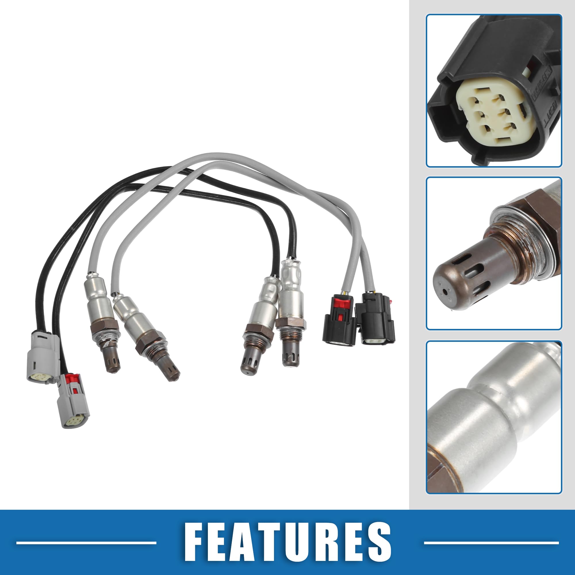 A ABSOPRO Sensor De Oxígeno O2 Para Ford Transit-150 2016-2019 1Pc | Plástico, Metal, Negro, Tono Plateado, Gris, M18X1.5, 8.4X2.5Cm, Cable 38Cm, Para Ford E-350 2017-2019, Edge 2015-2018