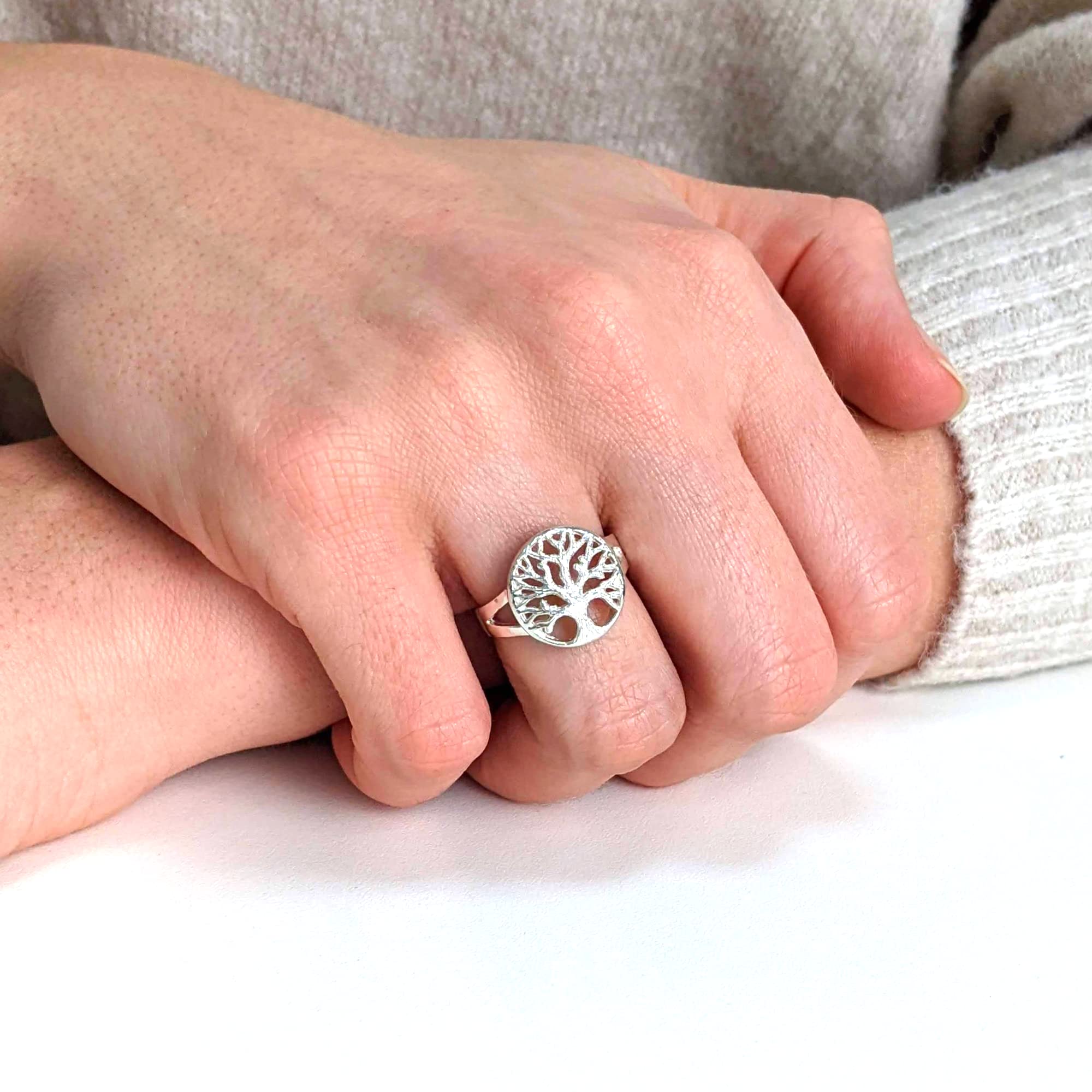 Silverly Anillos de plata de ley 925 con el árbol de la vida para mujer | Anillo de promesa celta redondo para hombre | Anillos inspirados en la naturaleza para adolescentes | Regalos espirituales