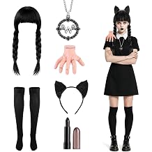 6 Pcs Halloween Black Braided Wig Accessories for Cosplay Goth Themed Party